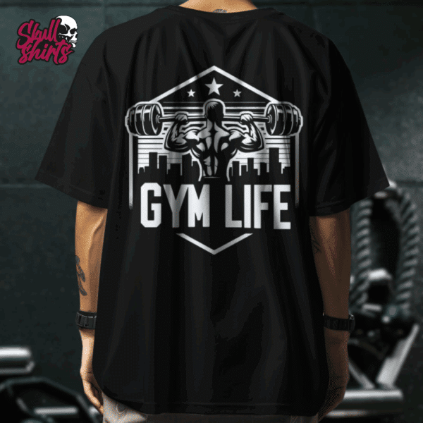Playera Oversize para GYM "Gym Life" blanca || GYM